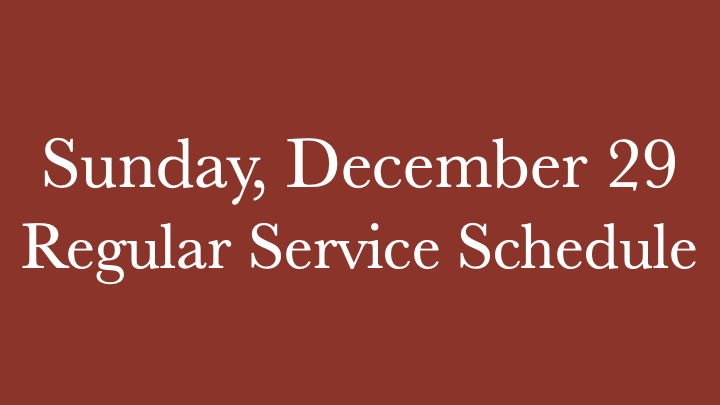 December 29 Schedule