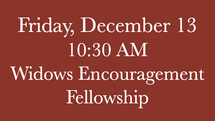 December Widows Encouragement